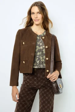 Suede collarless jacket - BELINA