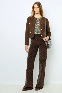 Suede collarless jacket - BELINA