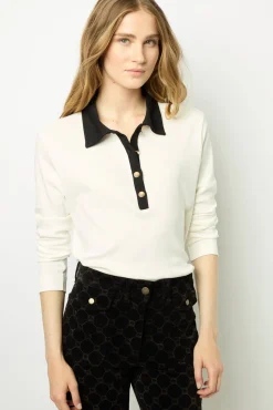 Two-tone cotton polo shirt - ALFREDINE