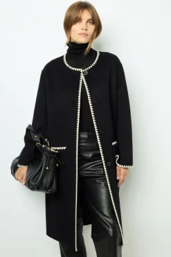 Two-tone mid-length coat - LILIA