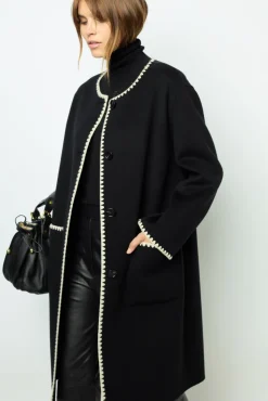 Two-tone mid-length coat - LILIA