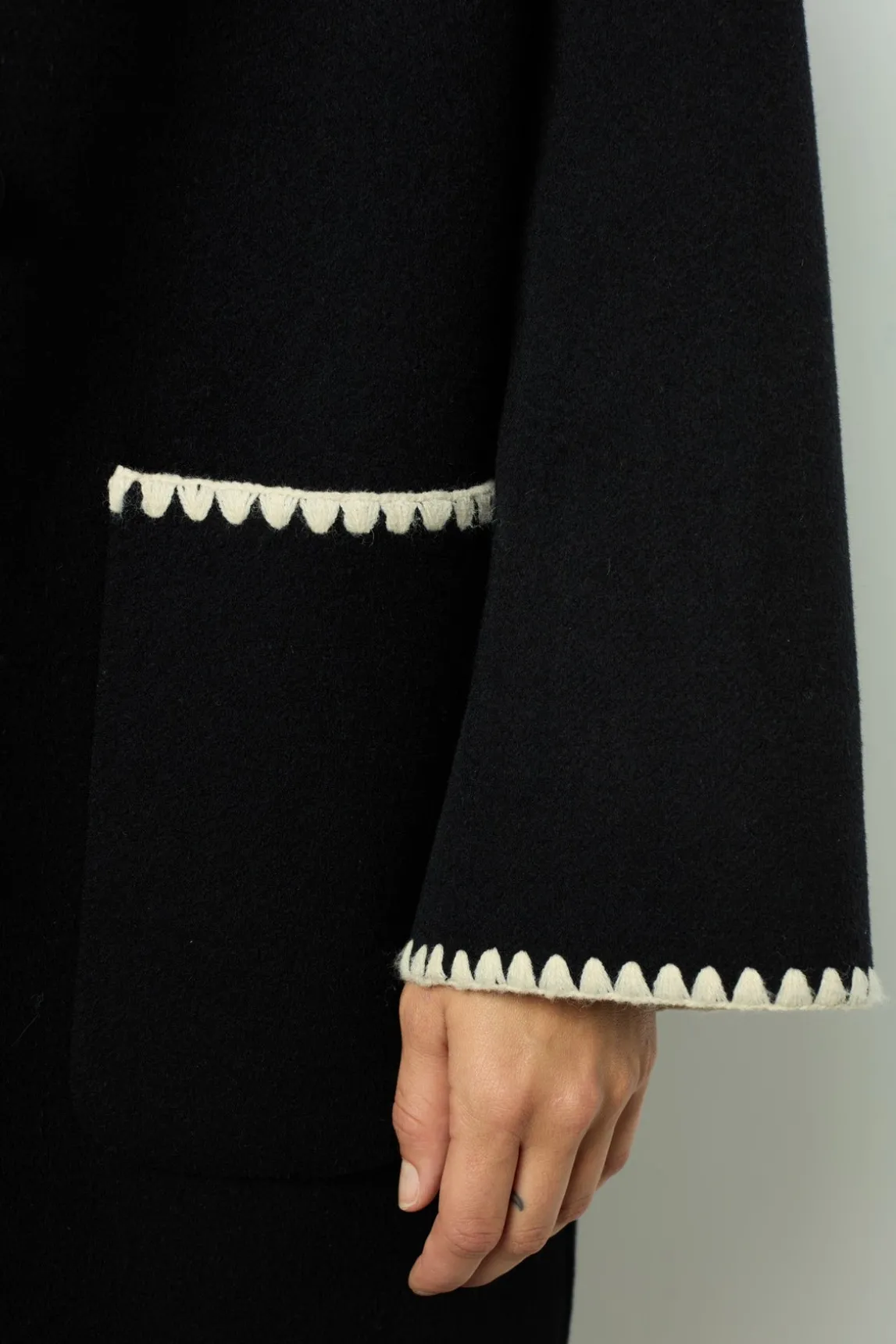 Two-tone mid-length coat - LILIA