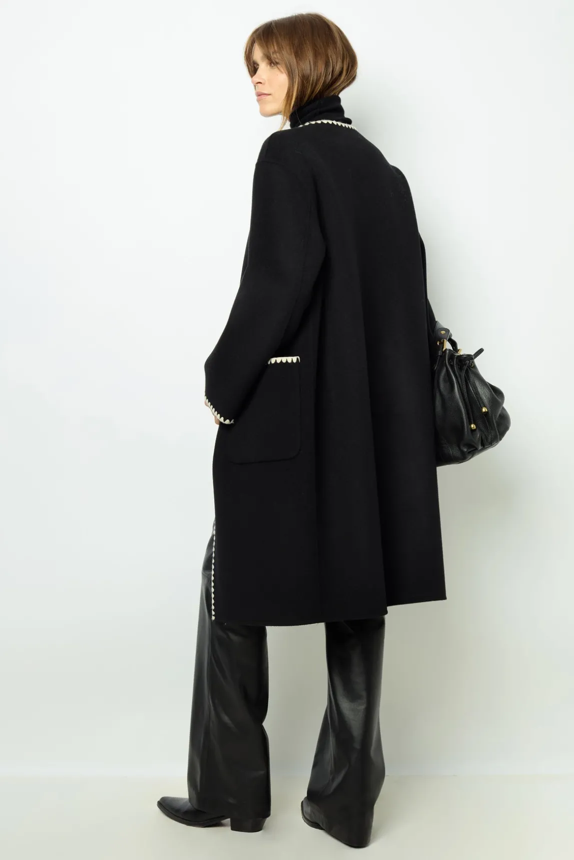 Two-tone mid-length coat - LILIA