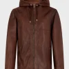 Veste en cuir à capuche - BAYLIE