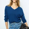 V-neck cashmere sweater with colored seams - LYME