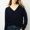 V-neck sweater with rhinestone - JOHANNE
