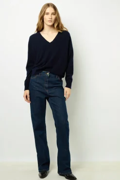 V-neck sweater with rhinestone - JOHANNE