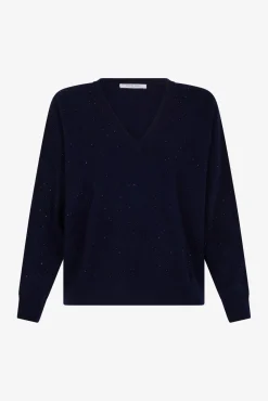V-neck sweater with rhinestone - JOHANNE