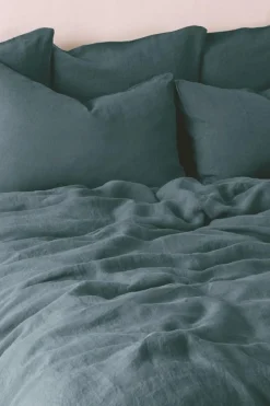 Washed linen duvet cover - midnight blue
