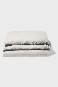 Washed linen duvet cover - pearl grey