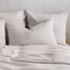 Washed linen pillowcase - pearl grey