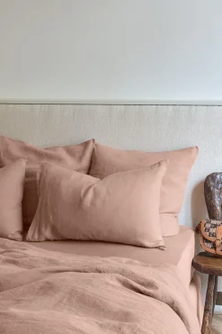 Washed linen pillowcase - antique rose
