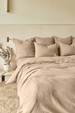 Washed linen pillowcase - light brown