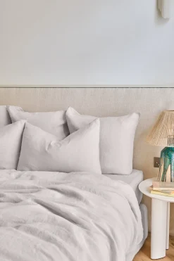 Washed linen pillowcase - pearl grey