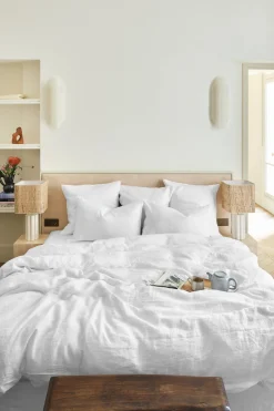 Washed linen pillowcase - white