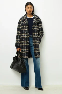 Wide check coat - LEONETTE