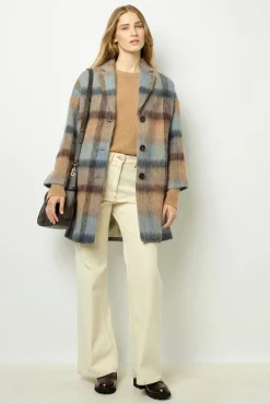 Wide check coat - LEONILLE