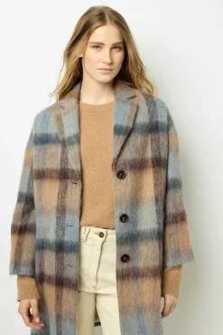 Wide check coat - LEONILLE