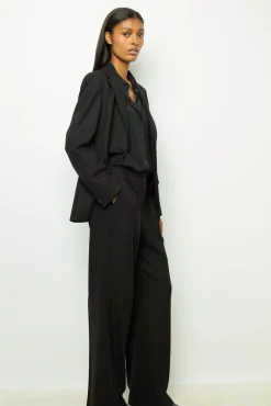 Wide-leg pants with fine stripes - NIEVES