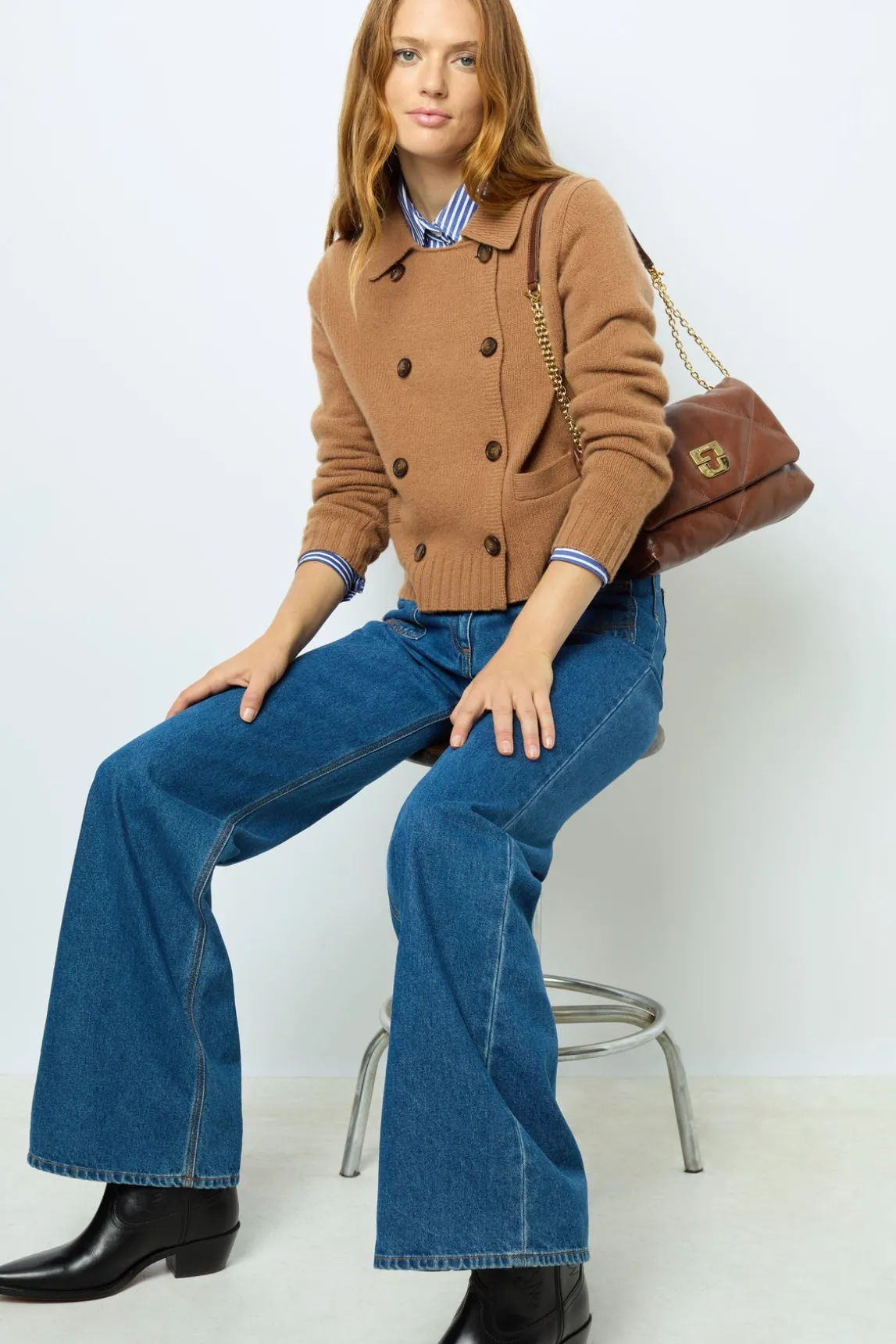 Wool and cashmere double-breasted cardigan - JIHANNE