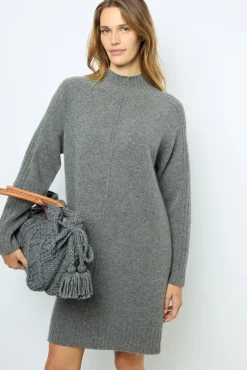 Wool and cashmere stand up collar dress - SOLIA
