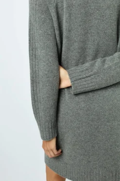 Wool and cashmere stand up collar dress - SOLIA