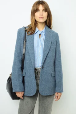 Wool blend blazer - MARINE