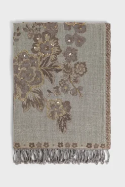 Wool scarf with large flower print - DORINE