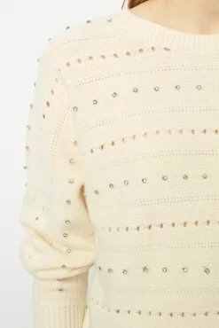 Wool sweater with rhinestone - JULIAN