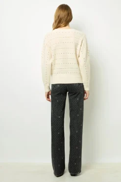 Wool sweater with rhinestone - JULIAN