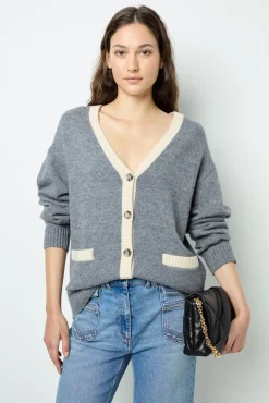 Wool two-coloured cardigan - JANNICE