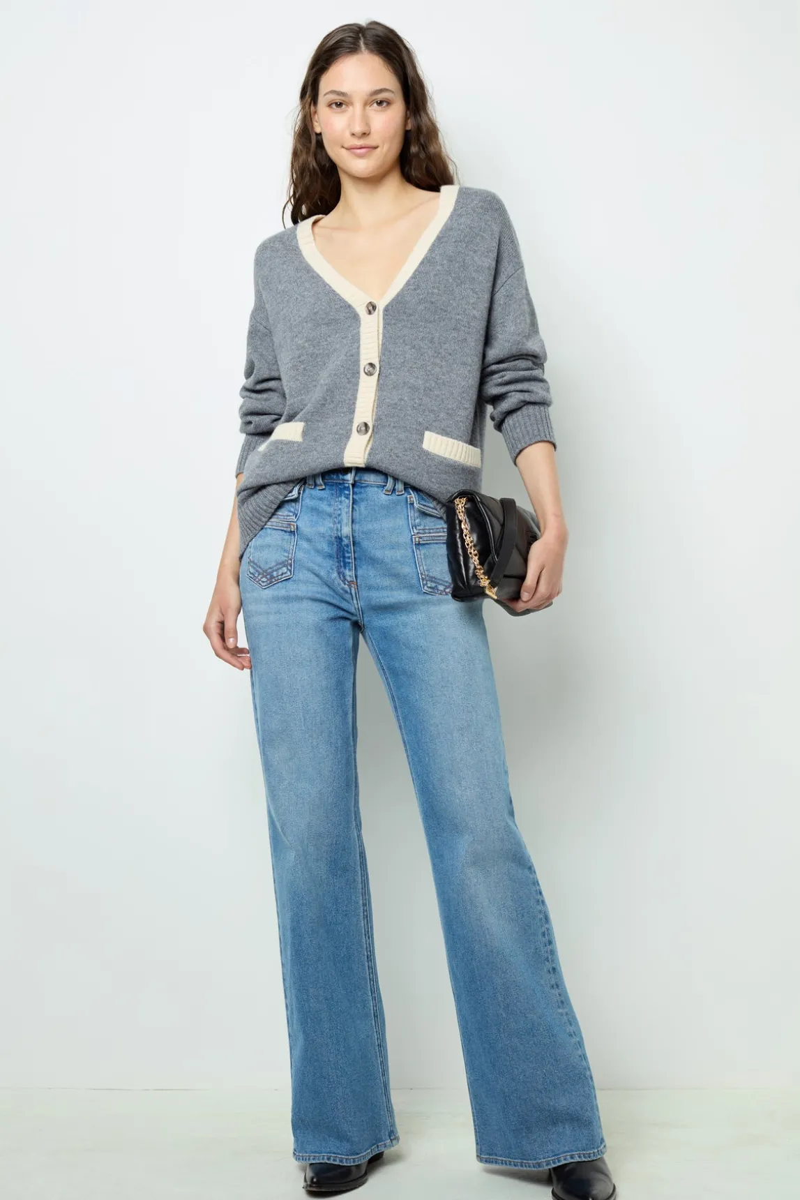 Wool two-coloured cardigan - JANNICE