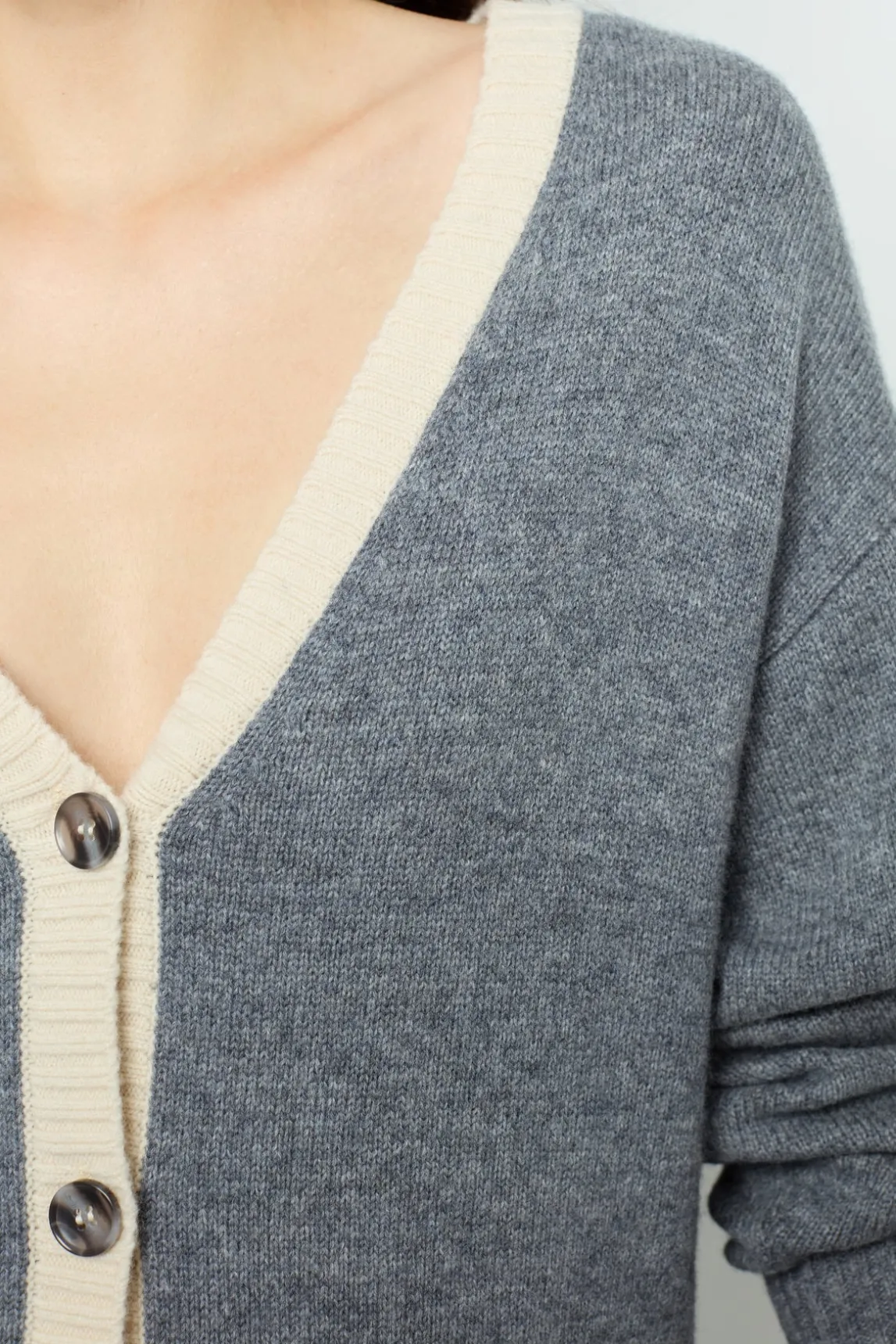 Wool two-coloured cardigan - JANNICE